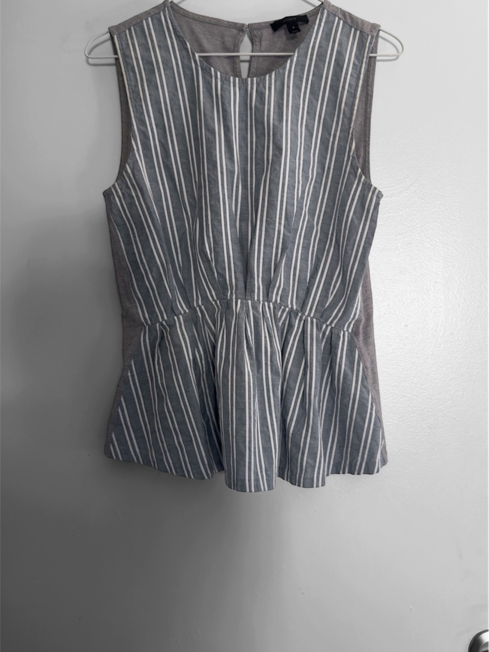 J. Crew Striped Sleeveless Peplum Top Size S 100% Cotton